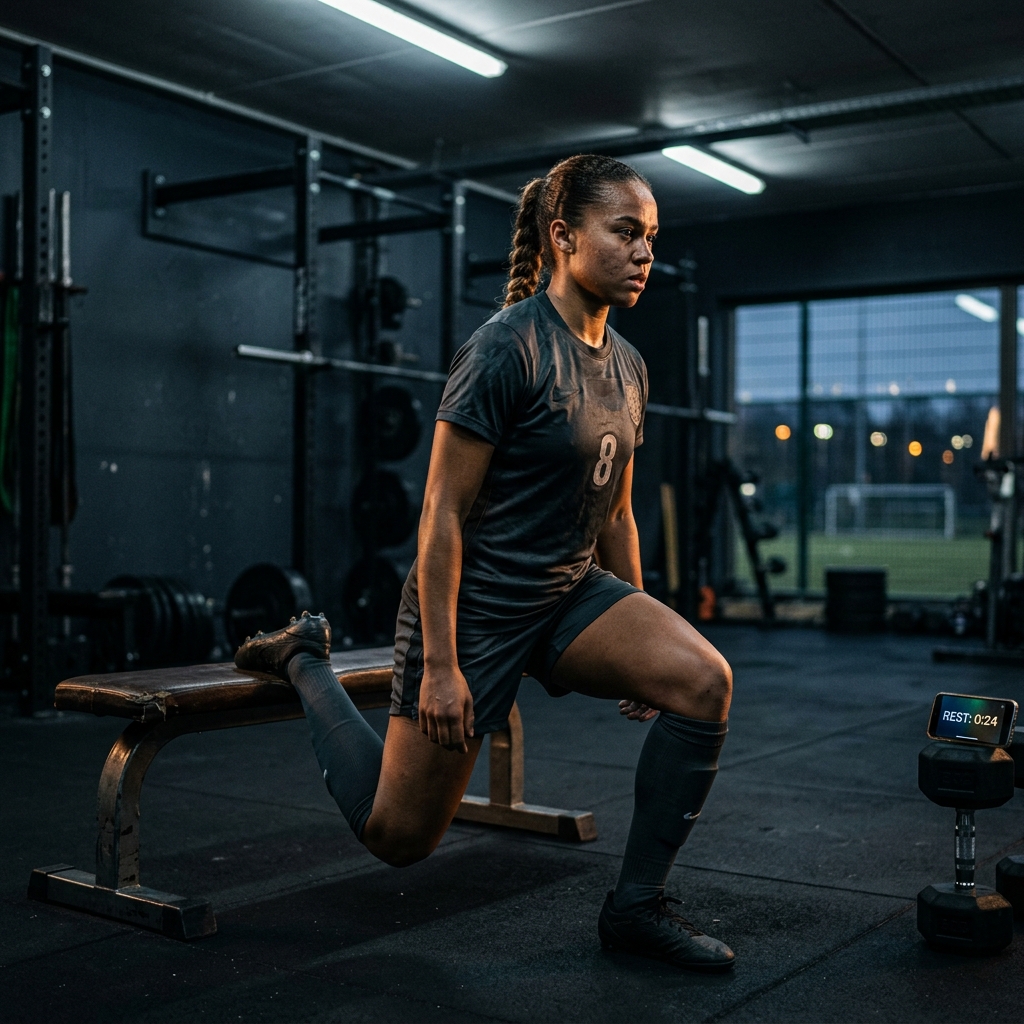 Strength session sequenced the day after club soccer training with full rest periods
